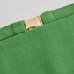 Linen-blend mid rise solid belted split maxi skirt in green