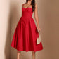 Long puff tulle dress in red