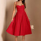 Long puff tulle dress in red