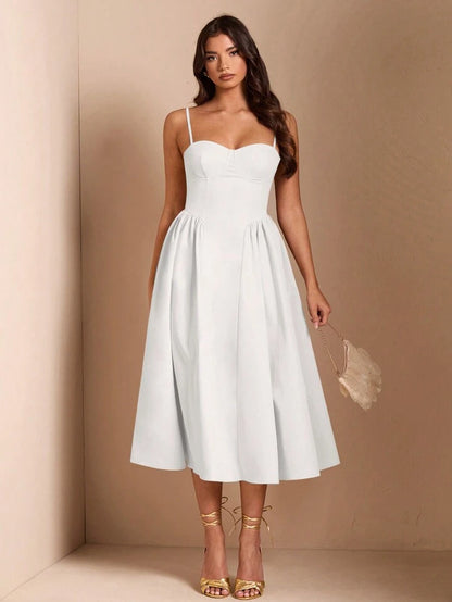 Long puff tulle dress in white