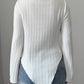 Long sleeve brushed ribbed t-shirt in white