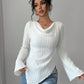 Long sleeve brushed ribbed t-shirt in white