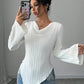 Long sleeve brushed ribbed t-shirt in white