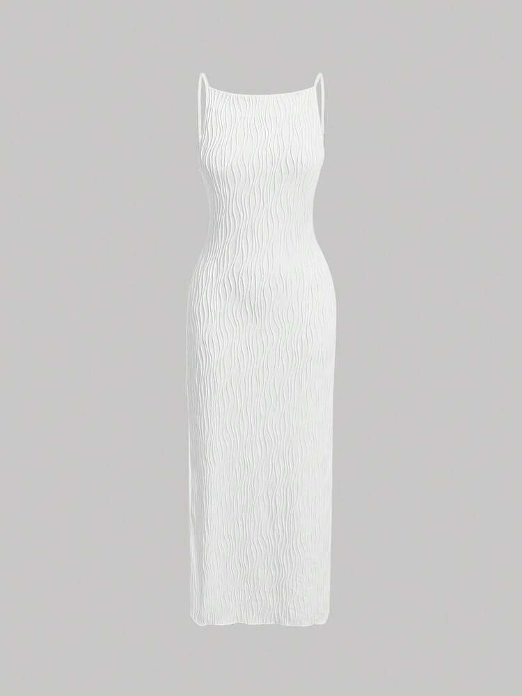 MOD Solid fuzzy cami dress in white