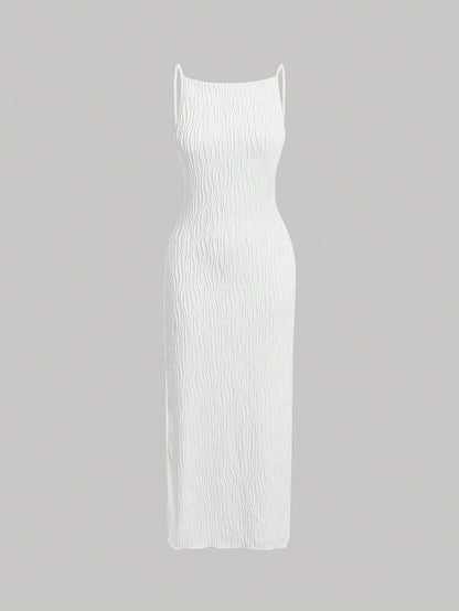 MOD Solid fuzzy cami dress in white