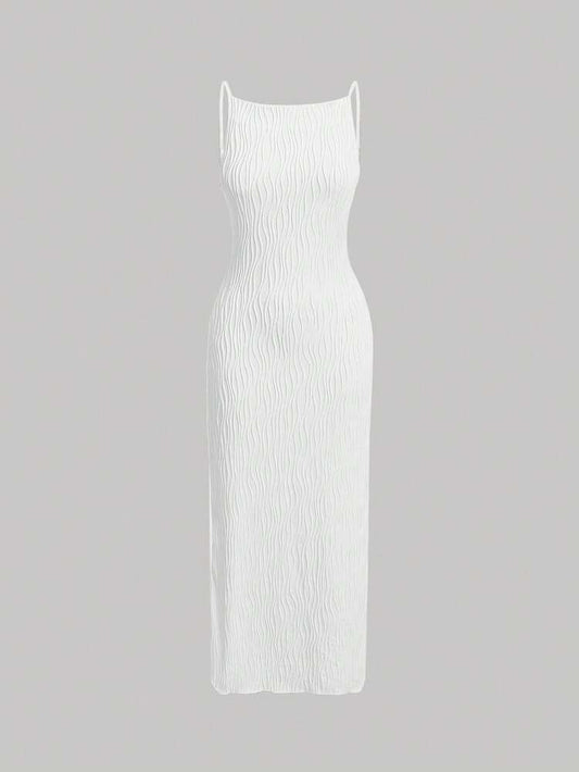 MOD Solid fuzzy cami dress in white