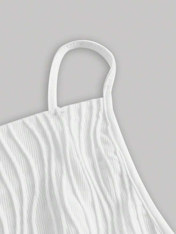 MOD Solid fuzzy cami dress in white