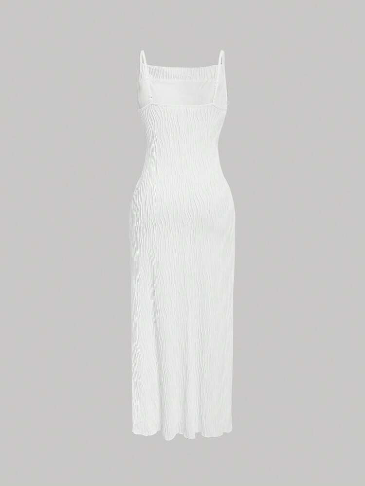 MOD Solid fuzzy cami dress in white