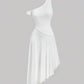 MOD asymmetrical neck dress in white