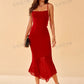 Mermaid hemline cami dress in red