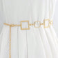 Metal square waist chain belt in silver