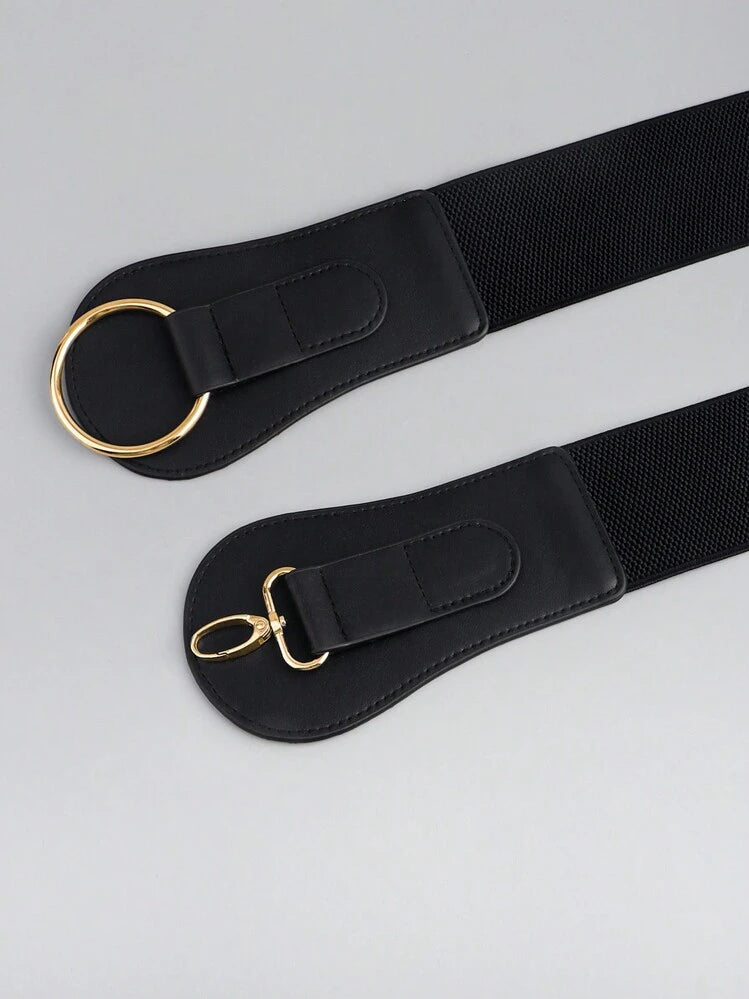 Minimalist elastic waist belt in black