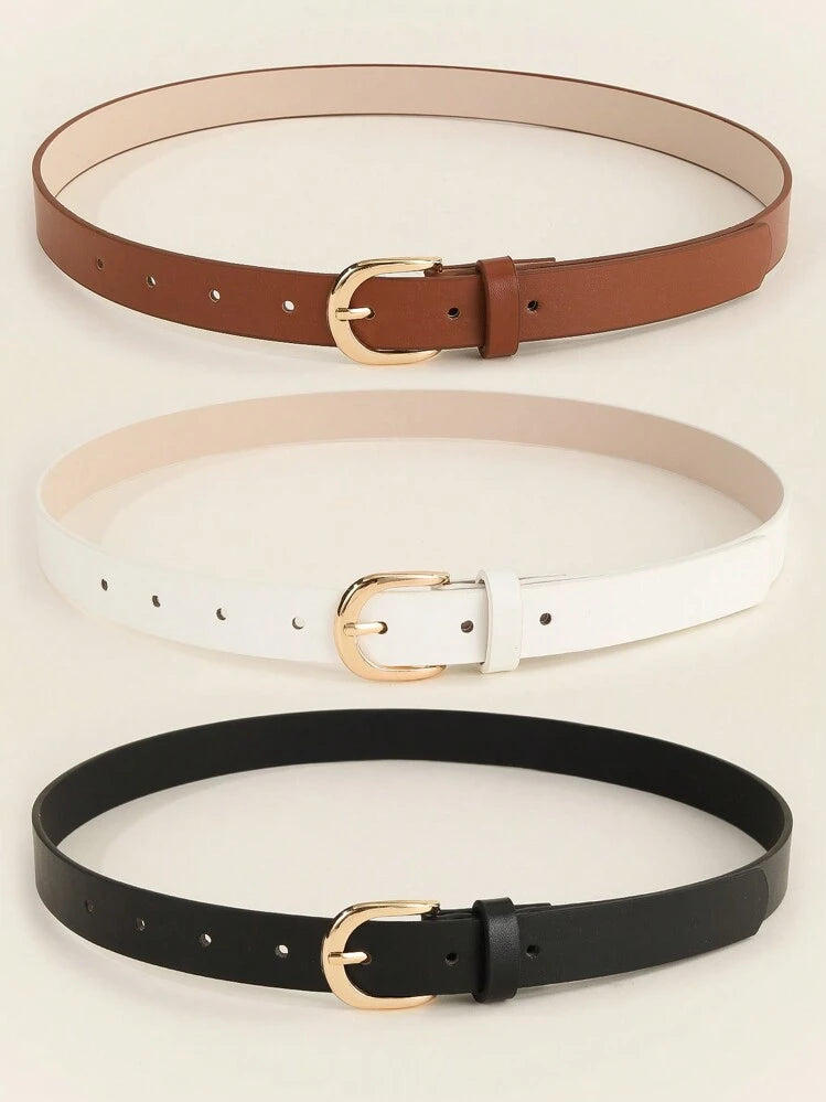 Minimalist square buckle belt in white