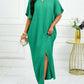 Notched batwing sleeve maxi in green