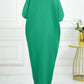 Notched batwing sleeve maxi in green
