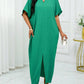 Notched batwing sleeve maxi in green