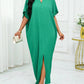 Notched batwing sleeve maxi in green