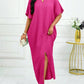 Notched batwing sleeve maxi in pink
