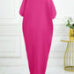 Notched batwing sleeve maxi in pink