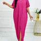 Notched batwing sleeve maxi in pink