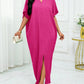 Notched batwing sleeve maxi in pink