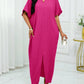 Notched batwing sleeve maxi in pink