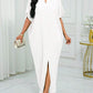 Notched batwing sleeve maxi in white
