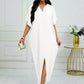Notched batwing sleeve maxi in white