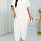 Notched batwing sleeve maxi in white