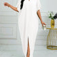 Notched batwing sleeve maxi in white