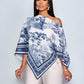 Oblique shoulder asymmetrical hem blouse in navy