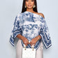 Oblique shoulder asymmetrical hem blouse in navy