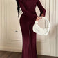 Oblique shoulder top & pant 2 piece in burgundy