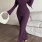 Oblique shoulder top & pant 2 piece in purple
