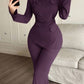 Oblique shoulder top & pant 2 piece in purple