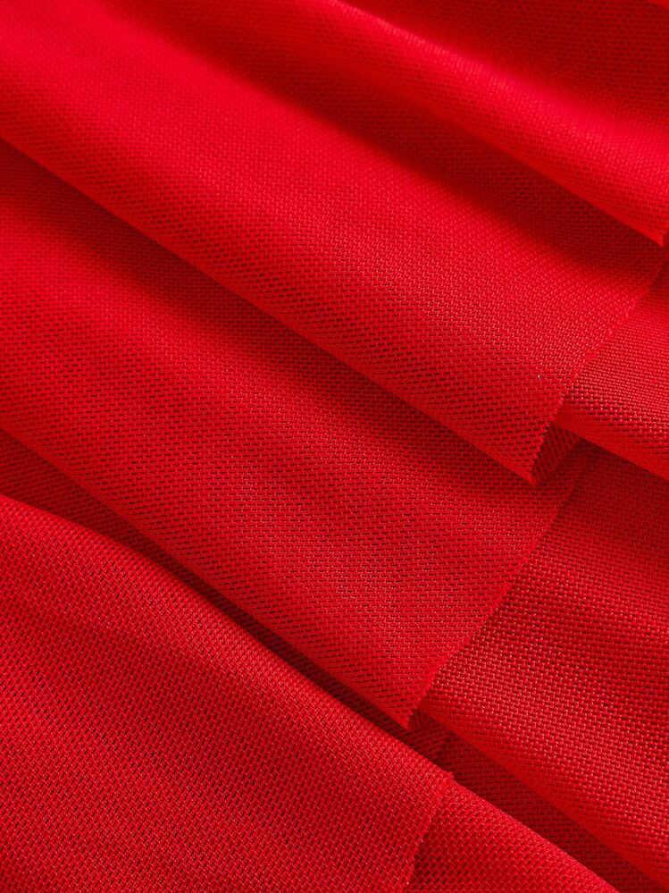 Off shoulder ruffle hem dress in red