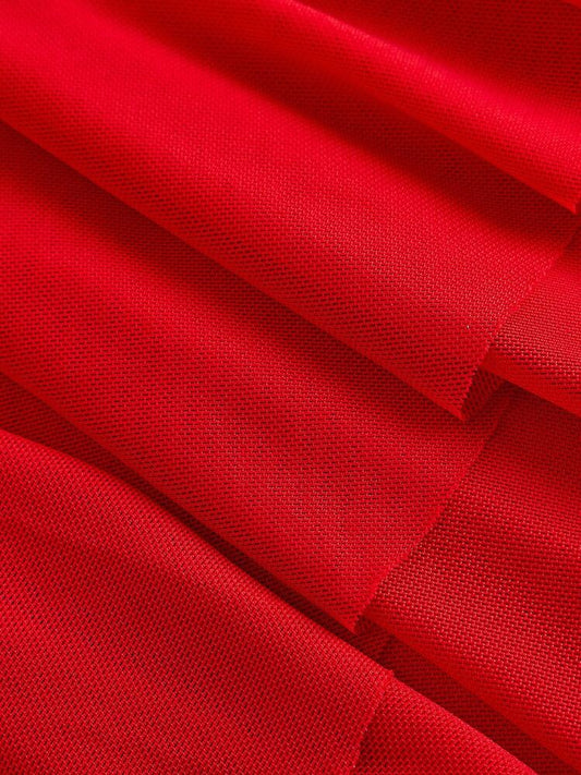 Off shoulder ruffle hem dress in red