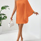 One shoulder batwing sleeve dress in orange