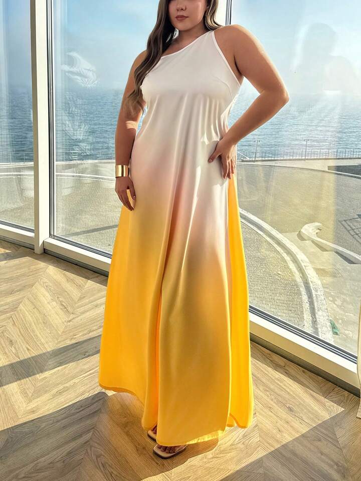 One shoulder knot design maxi dress in yellow