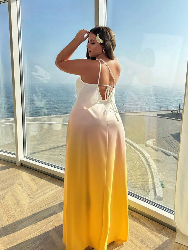 One shoulder knot design maxi dress in yellow