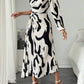 One shoulder ruffle hem drawstring printed dress in multi
