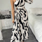 One shoulder ruffle hem drawstring printed dress in multi