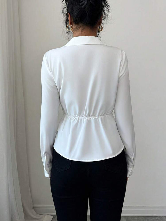 Paisley pattern knot side long sleeve top in white