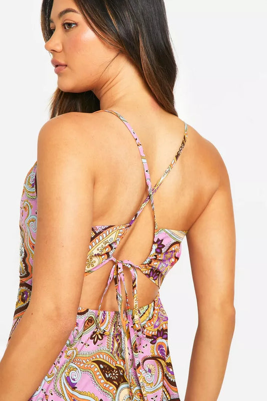 Paisley strappy midaxi dress in multi