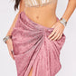 Pink ruched midi skirt
