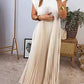 Pleated loose casual summer dress in nude