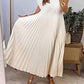 Pleated loose maxi dress in nude