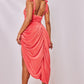 Plisse underwired drape midaxi dress in pink