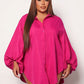 Plus lantern sleeve shirt in hot pink