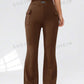 Pocket bell bottom casual pants in brown